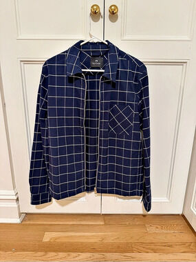 Paul Smith Checkered Zip Jacket in Blue Like New